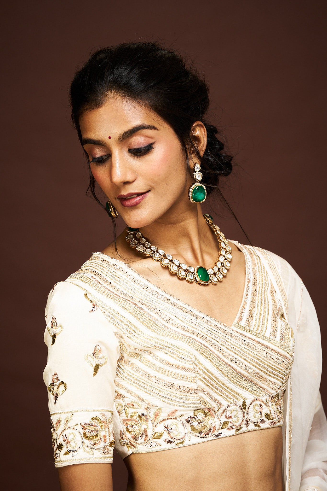Thiya lehenga set set with dupatta - Ivory