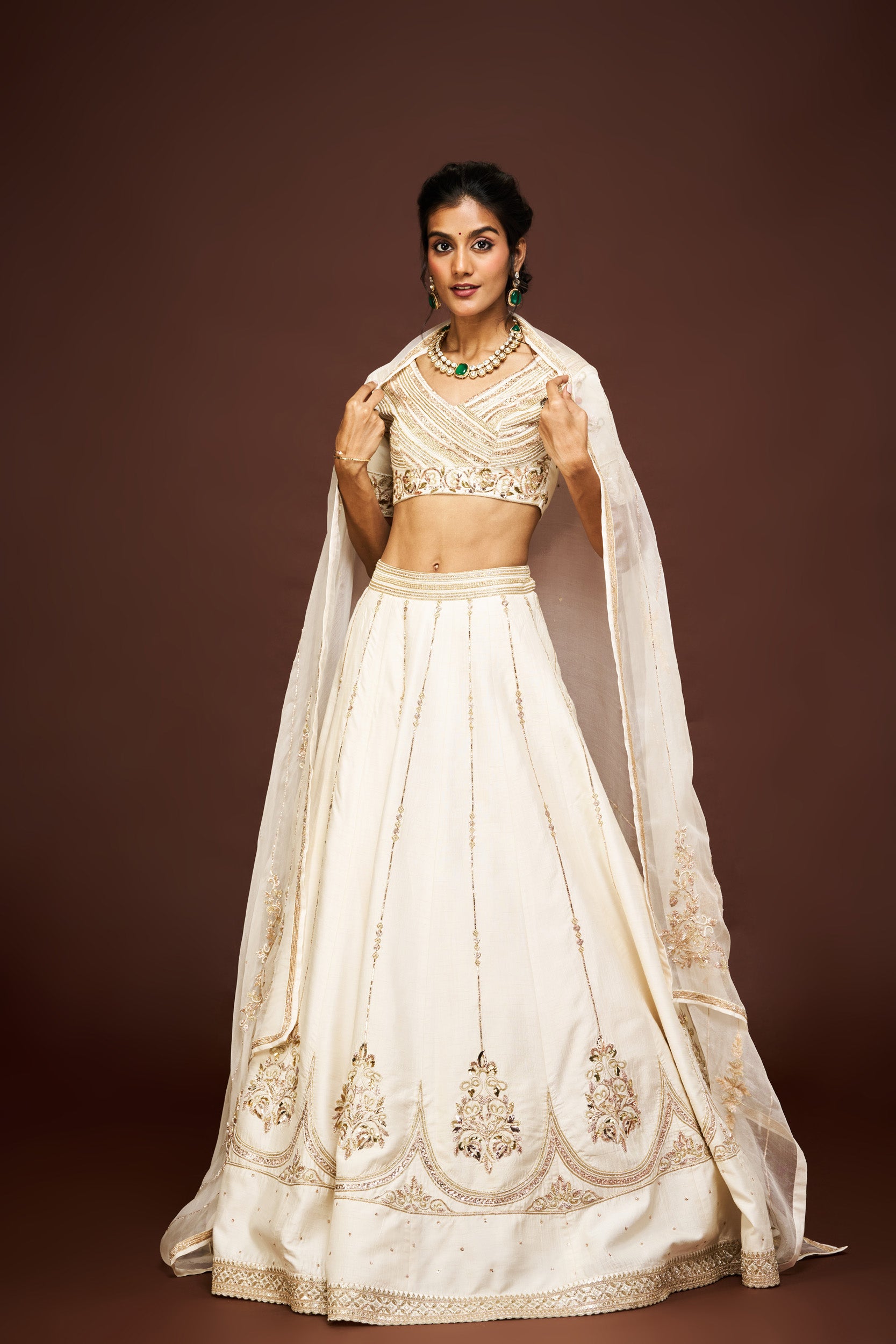 Thiya lehenga set set with dupatta - Ivory