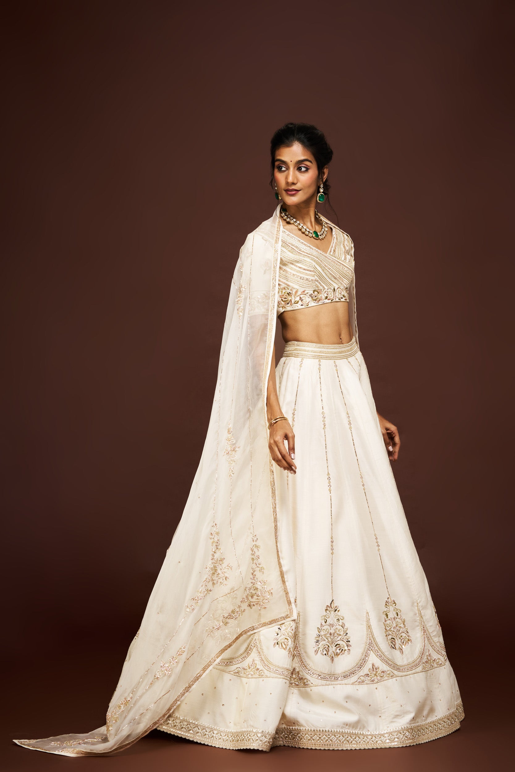 Thiya lehenga set set with dupatta - Ivory