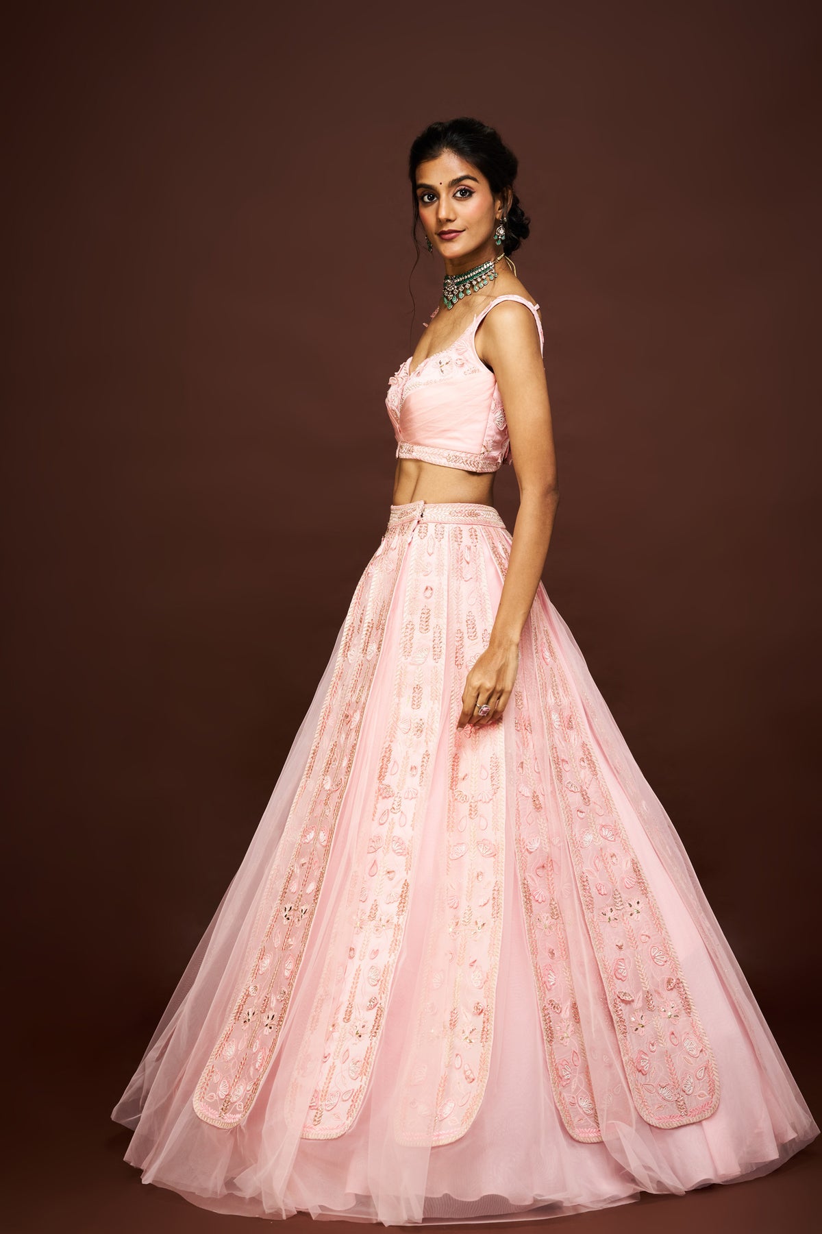 Neely lehenga set with dupatta - Peach