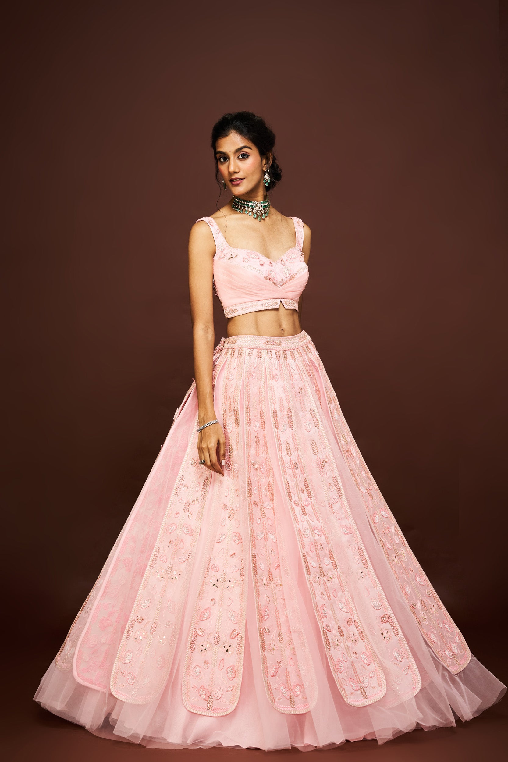 Neely lehenga set with dupatta - Peach