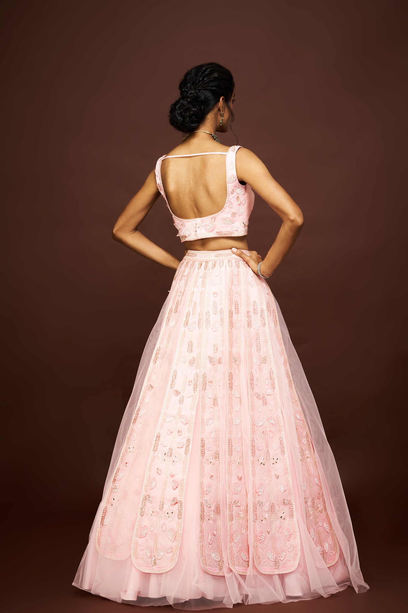 Neely lehenga set with dupatta - Peach