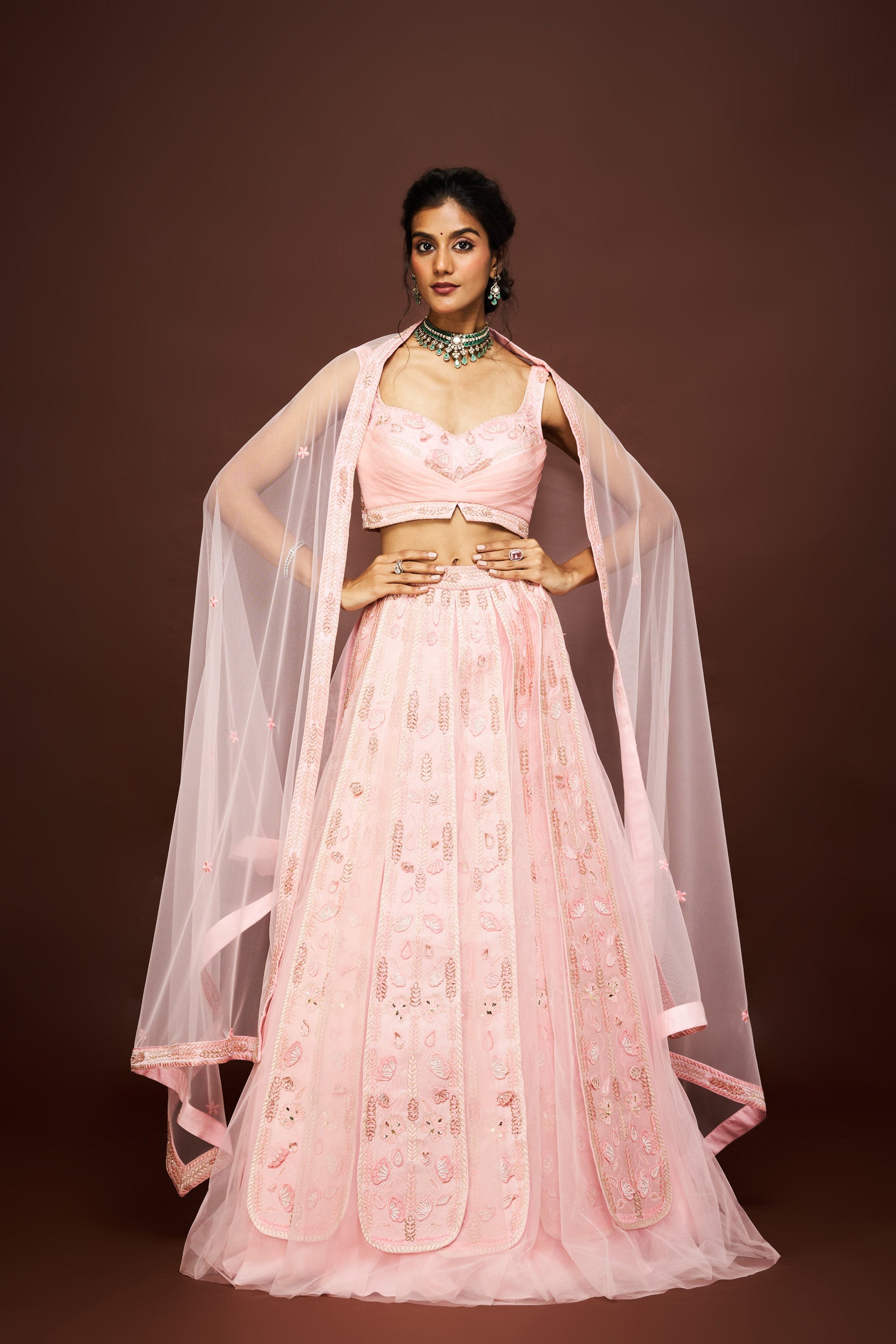 Neely lehenga set with dupatta - Peach