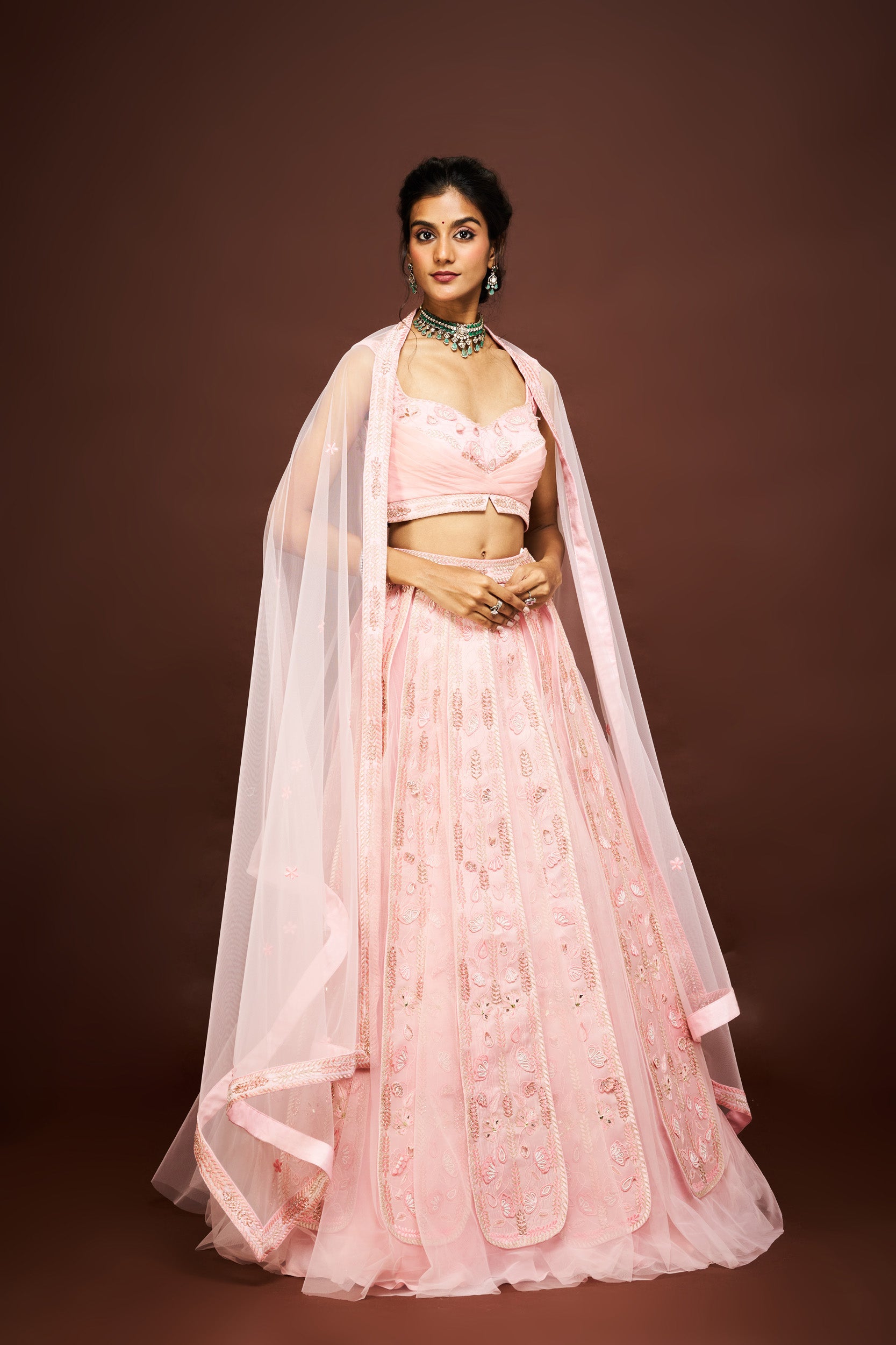 Neely lehenga set with dupatta - Peach