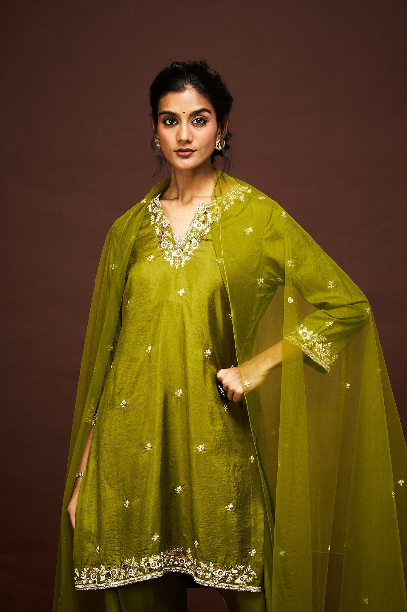 Viha Kurtha set with dupatta - Green