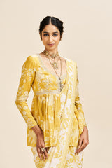 Nihari drape saree set_ yellow