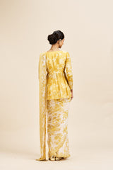 Nihari drape saree set_ yellow