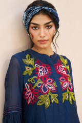 Aabha Kurtha Set - Navy Blue