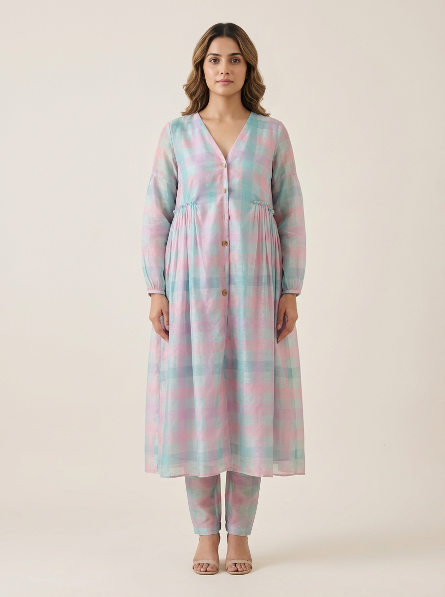 Jeni Kurtha Set- Blue checks