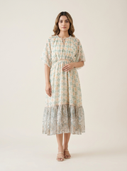 Mia Dress- Ivory&Green