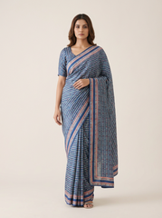 Glitter Tabby Checks Saree with Blouse