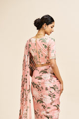 Runika drape saree set- Blush pink