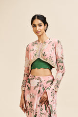 Meera drape saree set- Blush pink