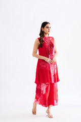 Red Floral Kurta Set