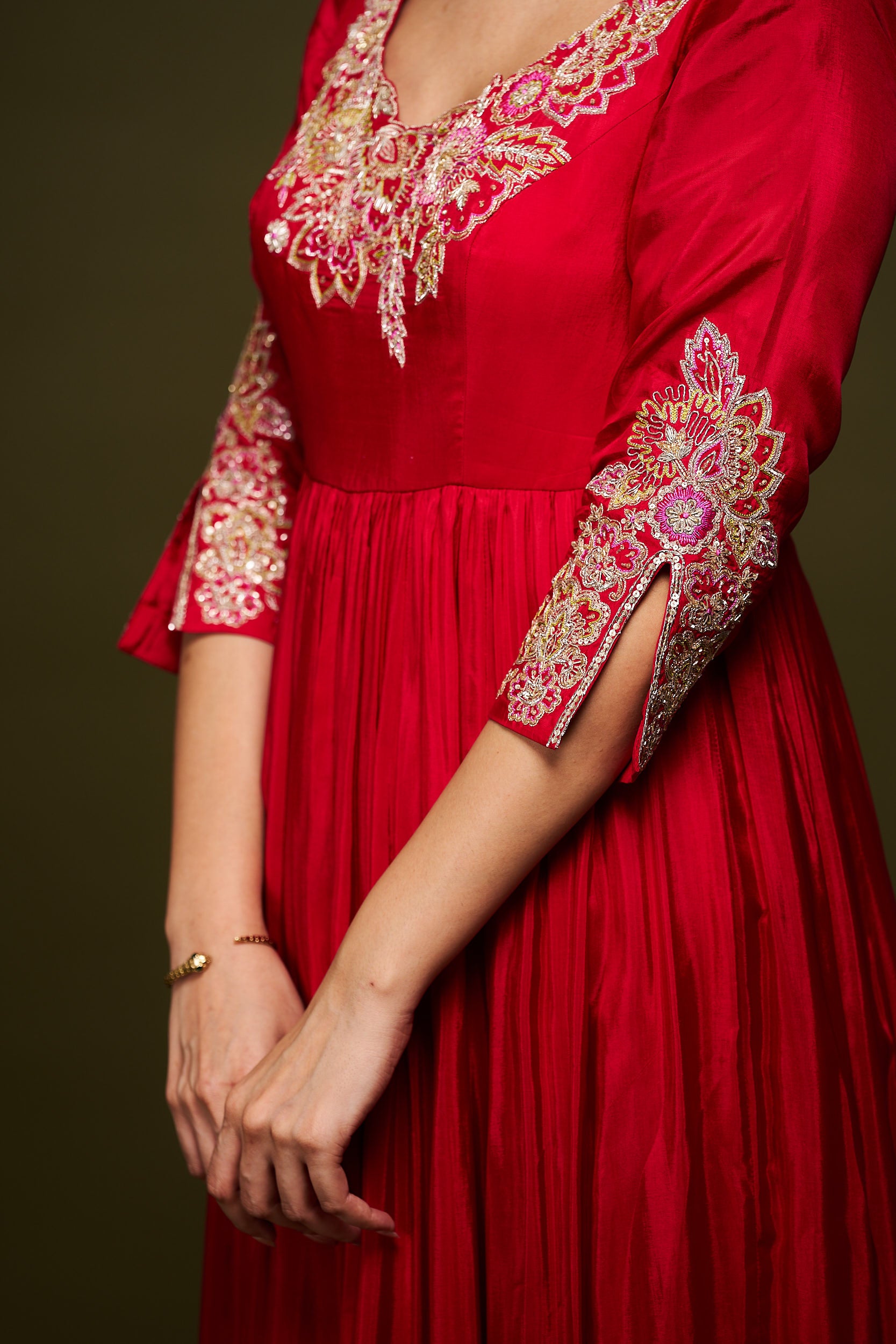 Aynoor Red Anarkali with Dupatta