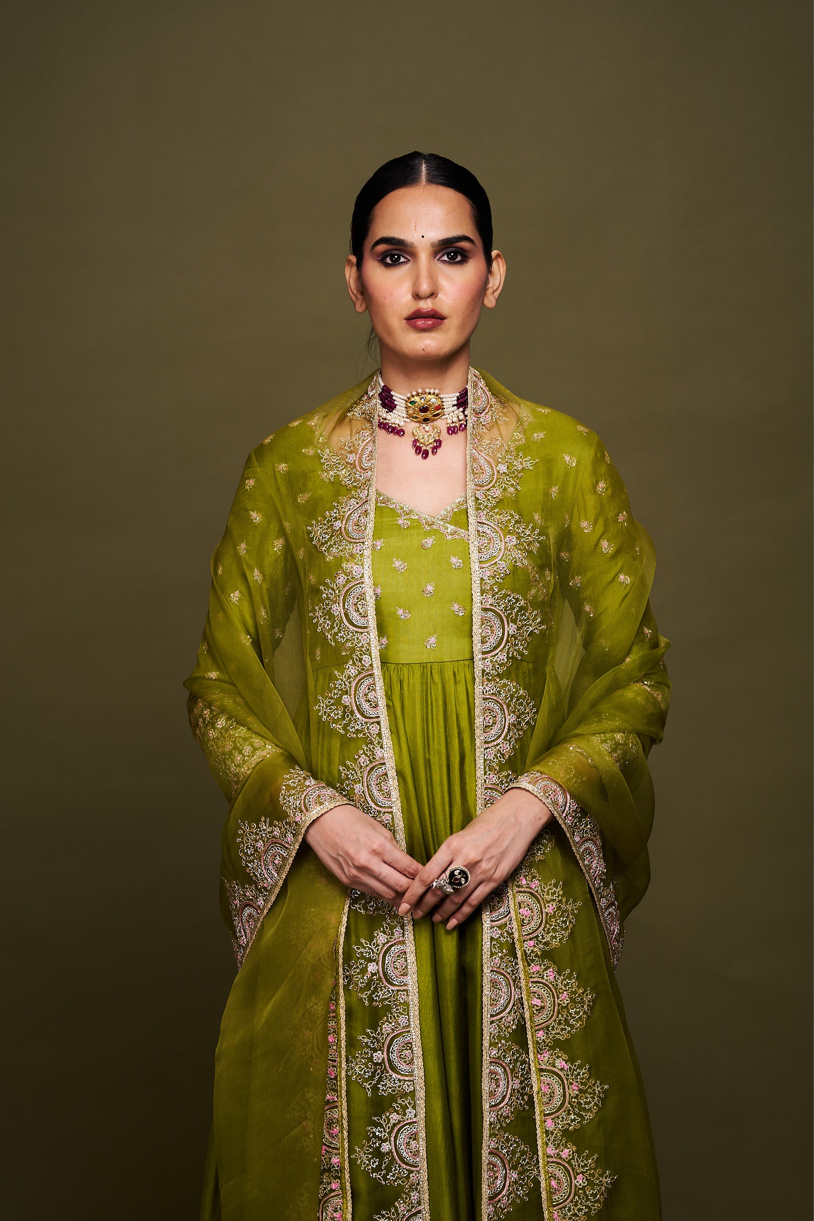 Zainab Green Anarkali with Dupatta