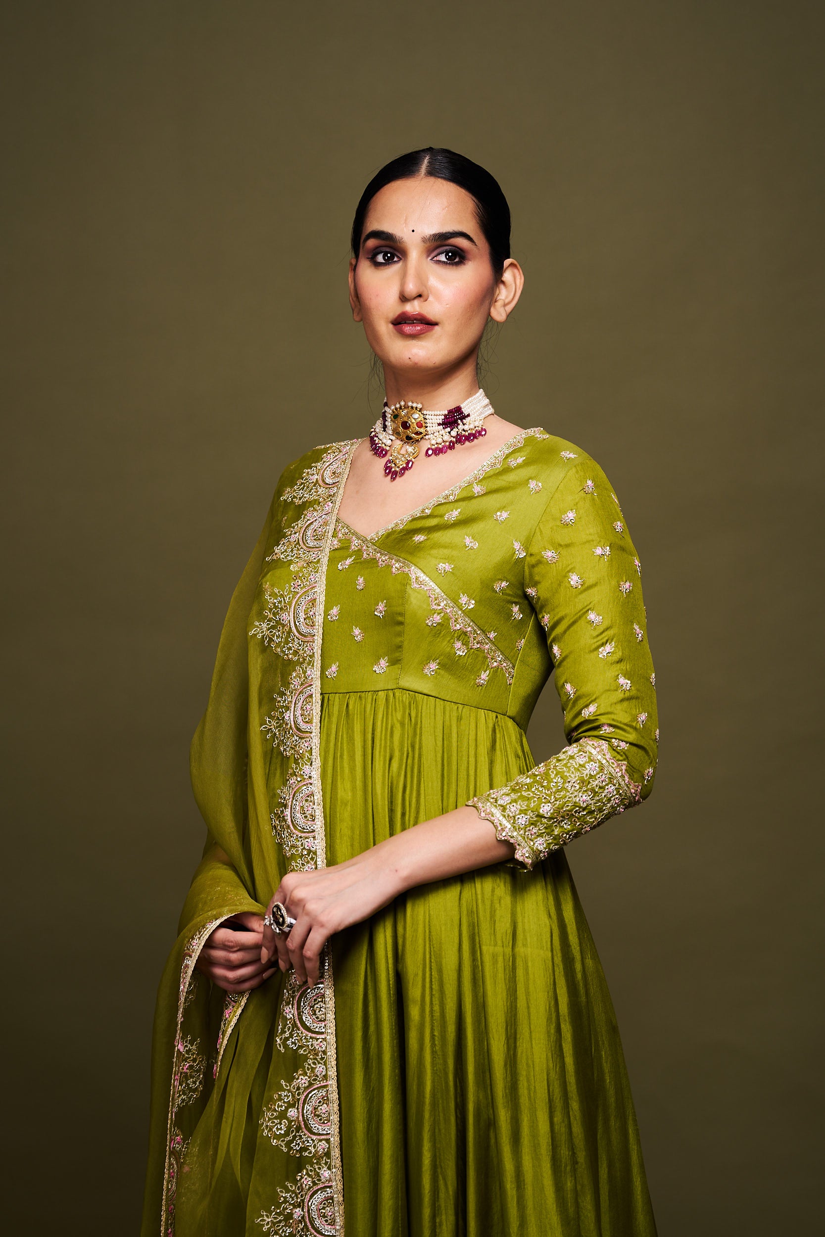 Zainab Green Anarkali with Dupatta