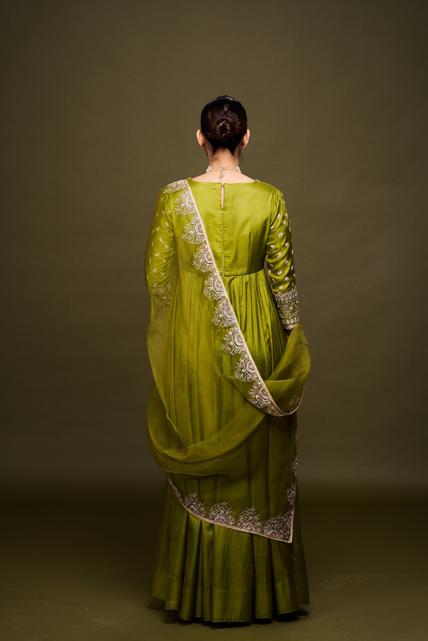 Zainab Green Anarkali with Dupatta