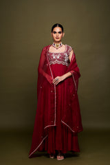 Amina Red Anarkali with Dupatta