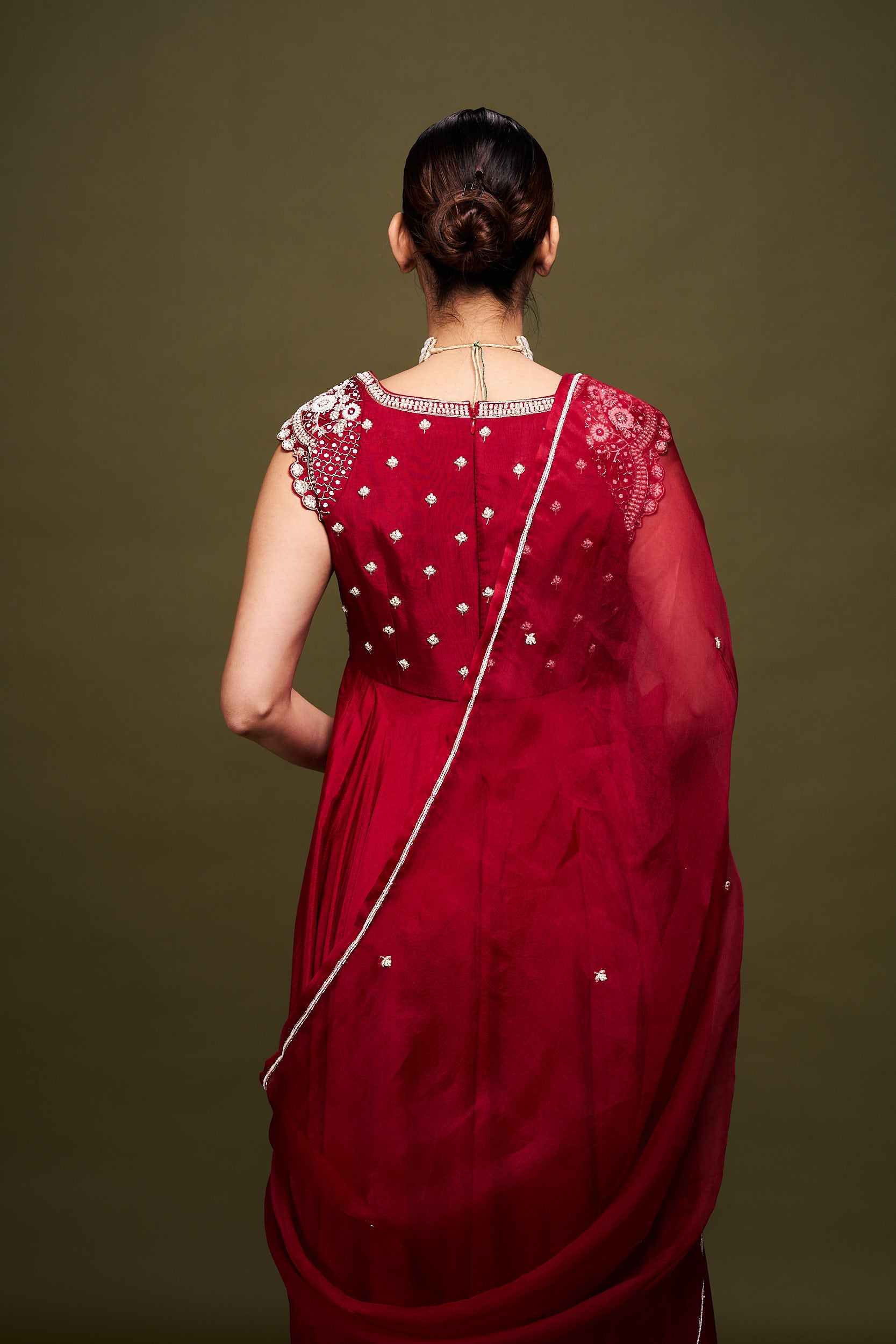 Amina Red Anarkali with Dupatta