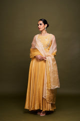 Aisha Yellow Anarkali with Dupatta