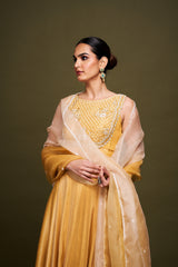 Aisha Yellow Anarkali with Dupatta