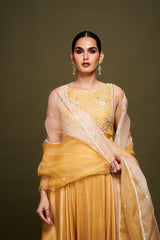 Aisha Yellow Anarkali with Dupatta