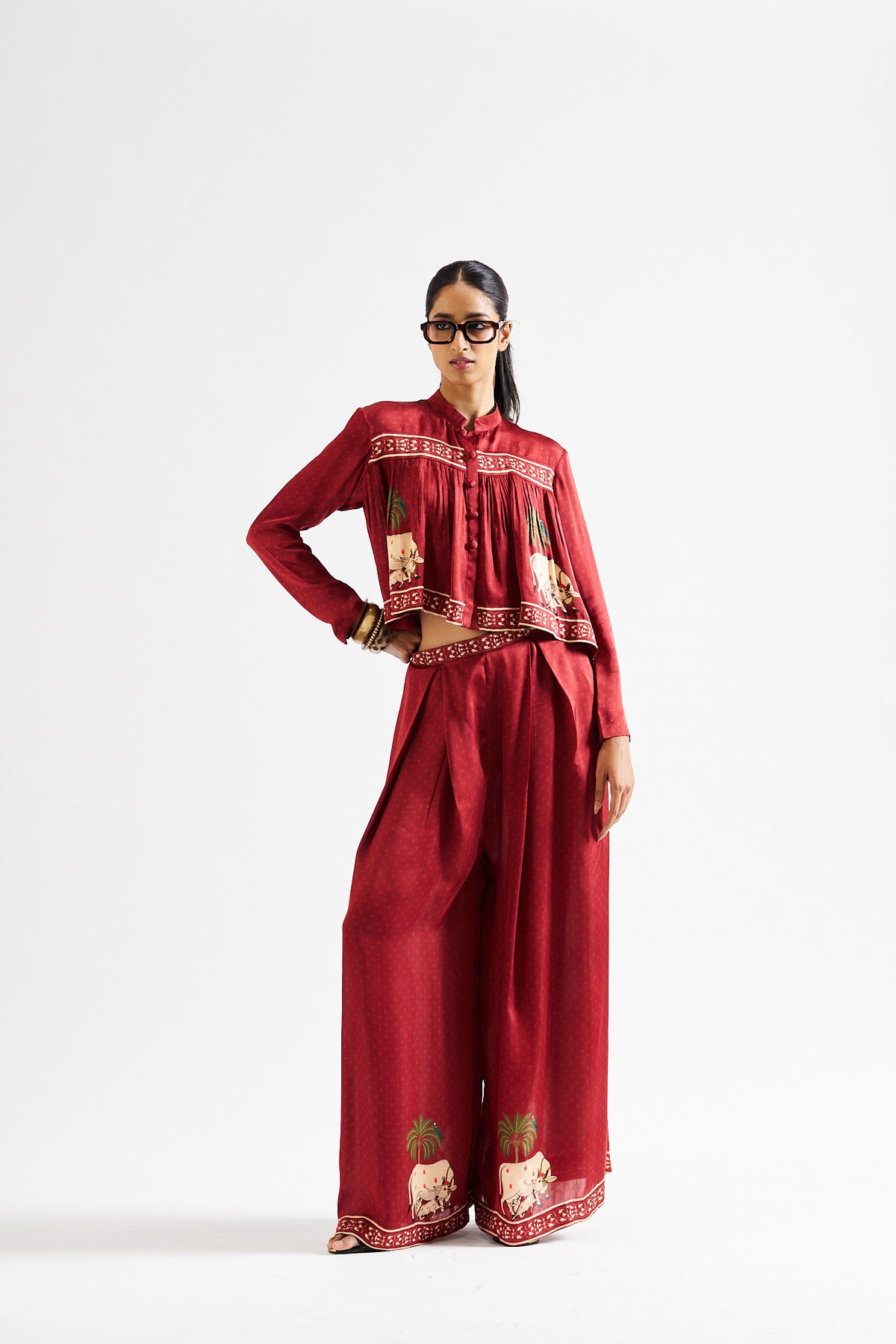 Suki crop top set- Maroon