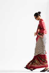 Faina saree with crop top_ maroon