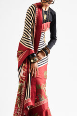 Faina saree with black blouse_ Maroon