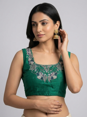 Green Hand Embroidered Blouse