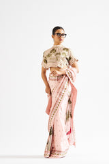 Minika saree with crop top- candy beige