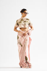 Minika saree with crop top- candy beige