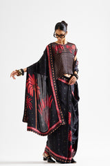 Varya saree with croptop_ Black