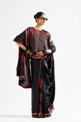 Varya saree with croptop- Black