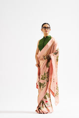 Kathya saree with green blouse- mocha beige