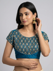 Blue Hand Embroidered Blouse