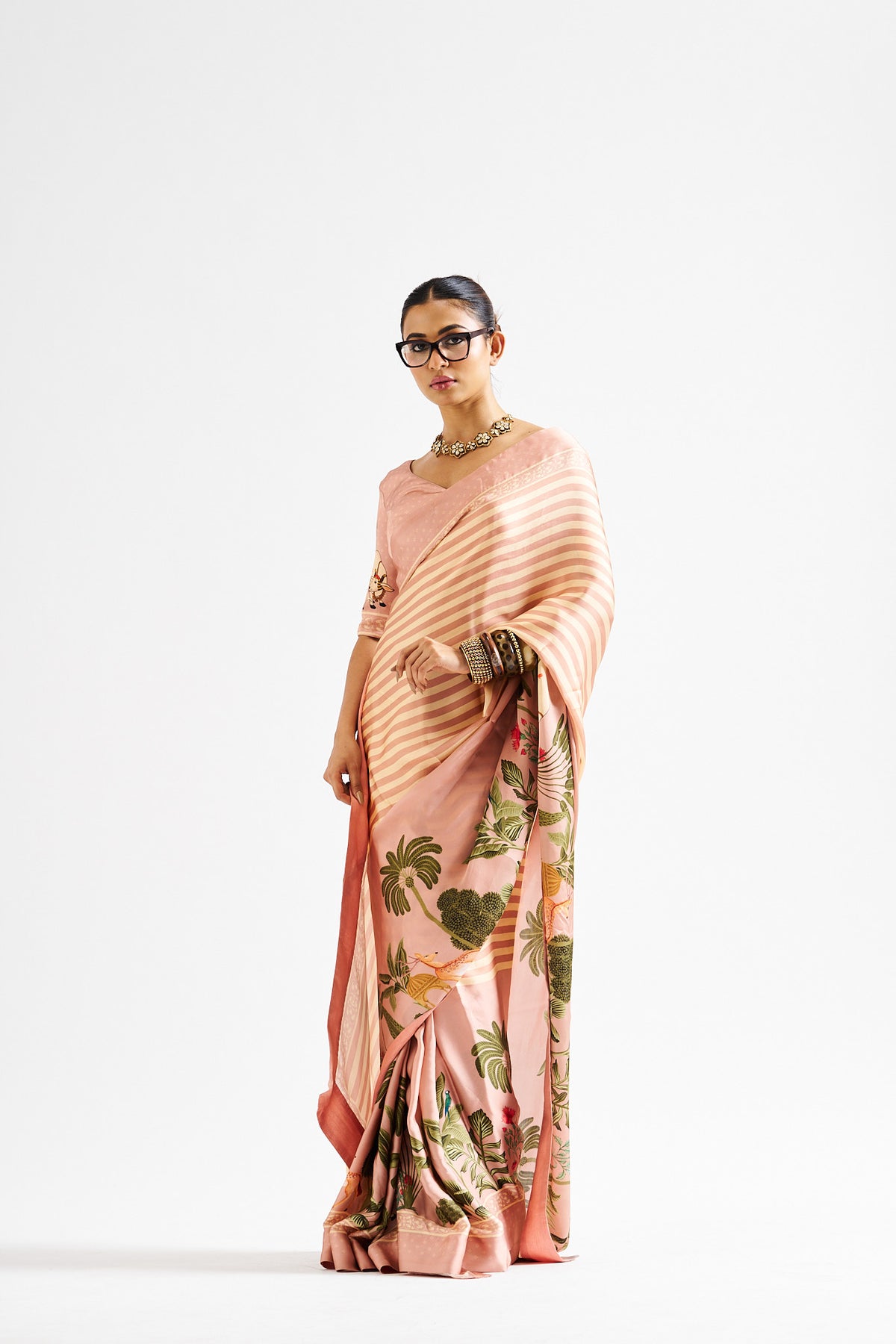 Kathya saree set_ mocha beige