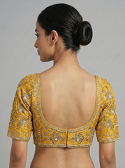 Mustard Hand Embroidered Bridal Blouse