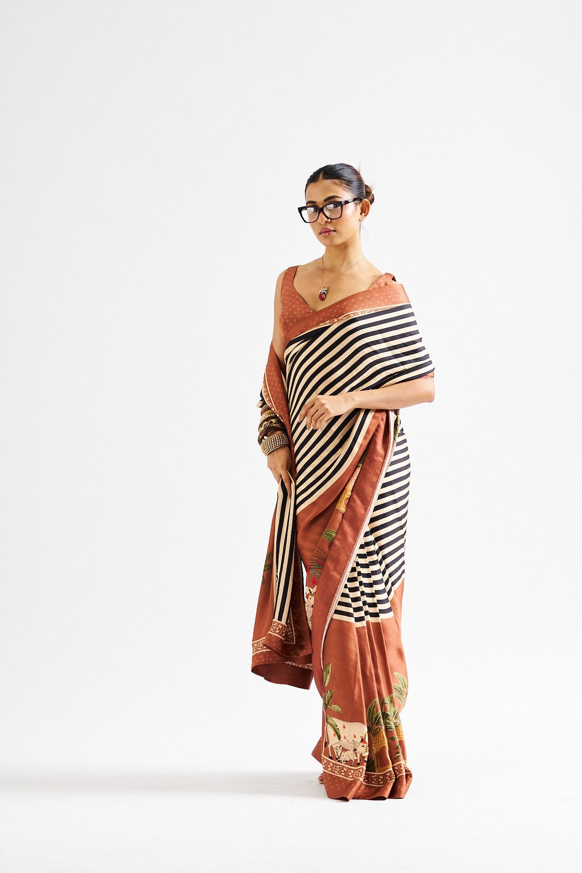 Masha saree set- Brown