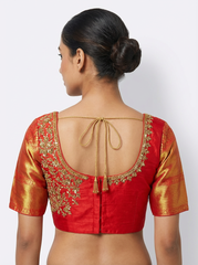 Red Hand Embroidered Bridal Blouse