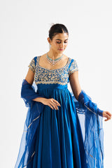 Thira Peacock Blue Anarkali with Dupatta RTS
