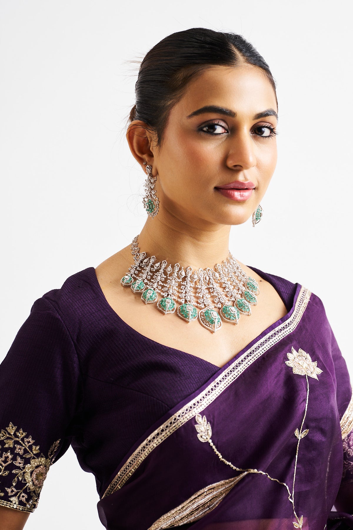 Alana Saree Set - Wine