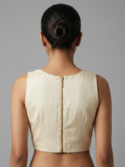 Half White Hand Embroidered Crop Top Blouse