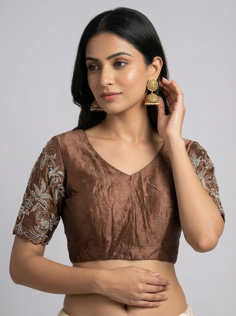 Copper Hand Embroidered Blouse