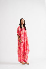 Zelina-Pink Relaxed Abstract Allover Kurta Set