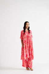 Zelina-Pink Relaxed Abstract Allover Kurta Set