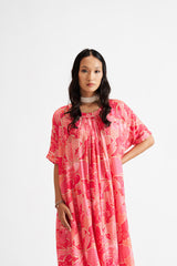 Zelina-Pink Relaxed Abstract Allover Kurta Set