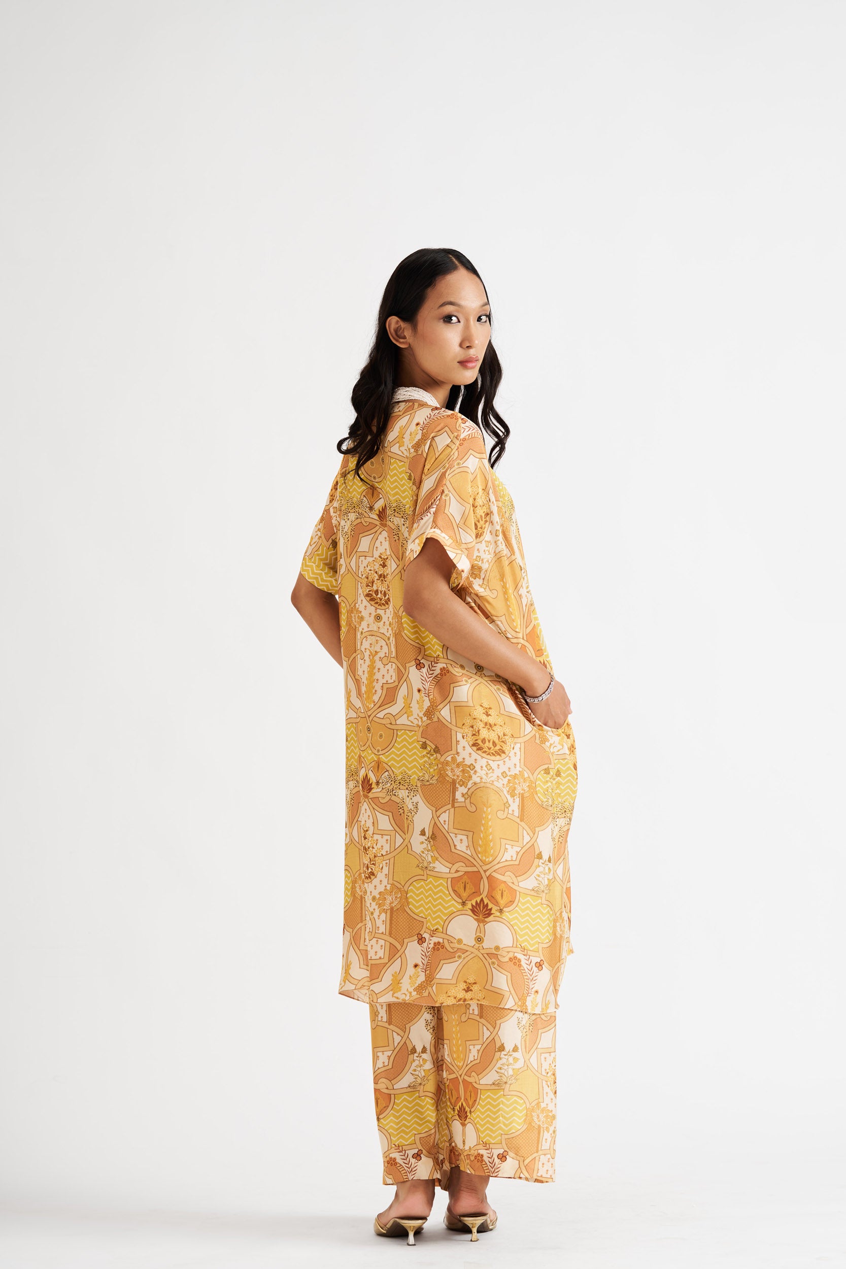 Alana-Yellow Relaxed Abstract Allover Kurta Set