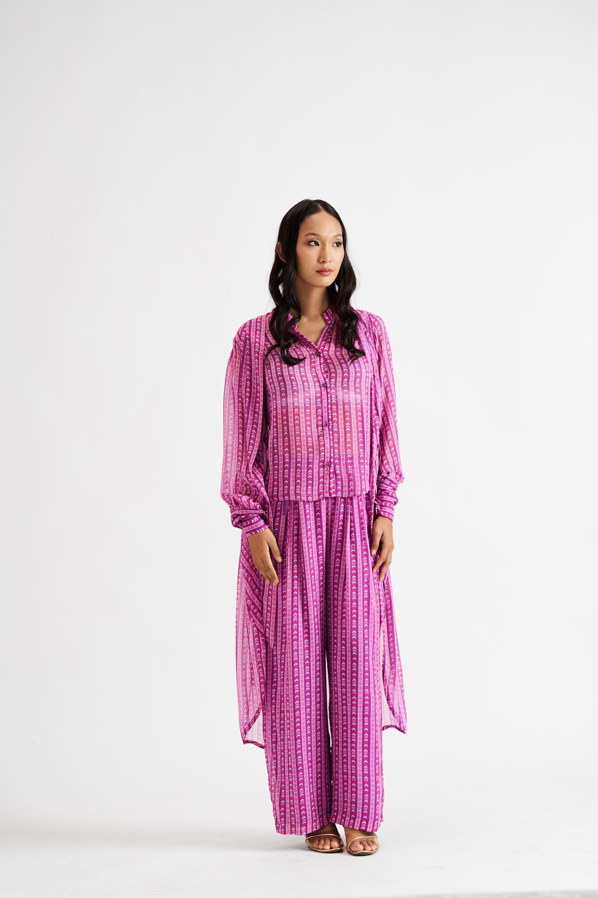 Tala-Purple Lines Shirt Kurta Set